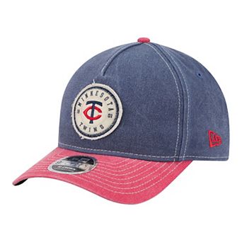 Men's New Era Navy/Red Minnesota Twins Felt M-Crown A-Frame 9FORTY Adjustable Hat