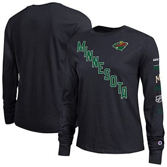 Women's Champion Black Minnesota Wild 2-Hit Long Sleeve T-Shirt