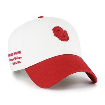 Men's '47 White/Crimson Oklahoma Sooners Contemporary Basics Two Tone Clean Up Adjustable Hat