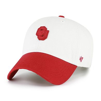 Men's '47 White/Crimson Oklahoma Sooners Contemporary Basics Two Tone Clean Up Adjustable Hat