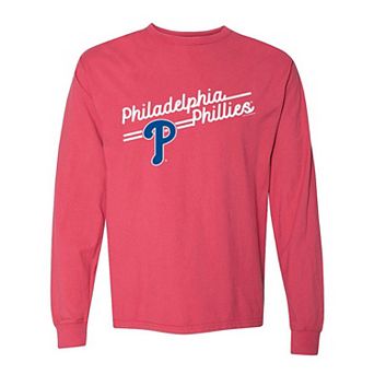 Women's Soft as a Grape Red Philadelphia Phillies Pigment Dye Long Sleeve T-Shirt
