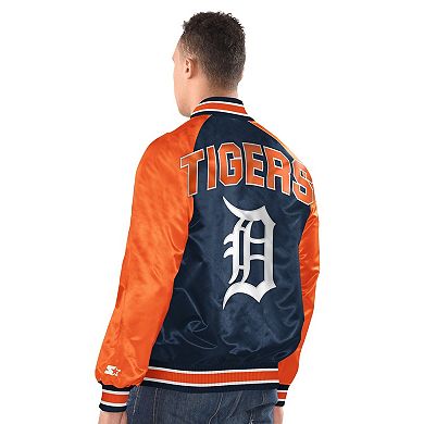Men's Starter Navy/Orange Detroit Tigers Raglan Blitz Varsity Jacket