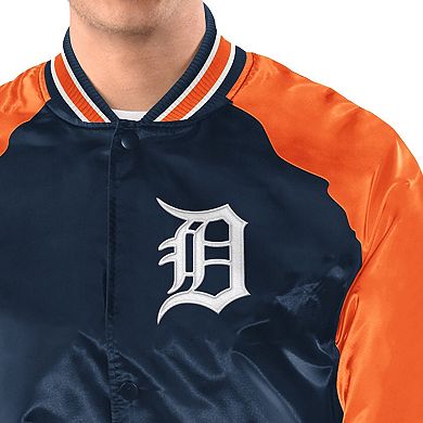 Men's Starter Navy/Orange Detroit Tigers Raglan Blitz Varsity Jacket