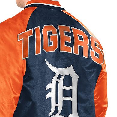 Men's Starter Navy/Orange Detroit Tigers Raglan Blitz Varsity Jacket