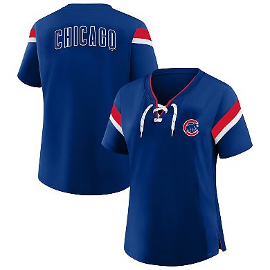 Women's Profile Royal Chicago Cubs Lace-Up T-Shirt