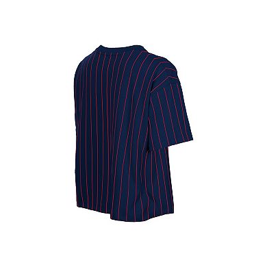 Women's New Era Navy Boston Red Sox Throwback Meshback Pinstripe Boxy T-Shirt