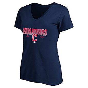 Women's Profile Navy Cleveland Guardians Plus Size Wordmark V-Neck T-Shirt