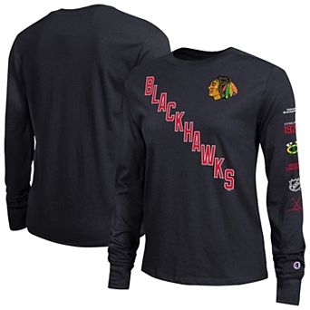 Women's Champion Black Chicago Blackhawks 2-Hit Long Sleeve T-Shirt