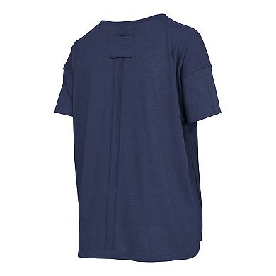 Women's Pressbox Navy Notre Dame Fighting Irish Swirl Script Twisted Team Color Stitched Oversized T-Shirt