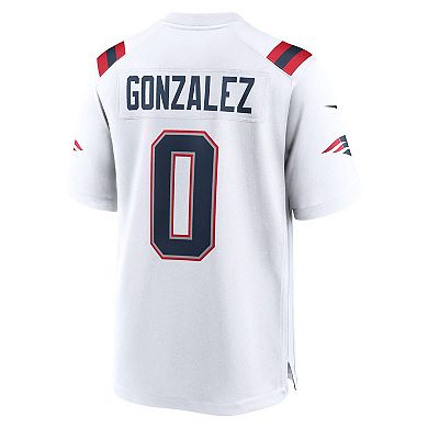 Men's Nike Christian Gonzalez White New England Patriots Game Jersey