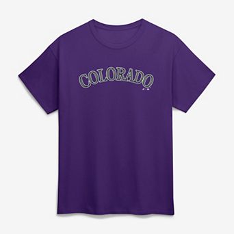 Men's Logo Athletic Purple Colorado Rockies Wordmark T-Shirt