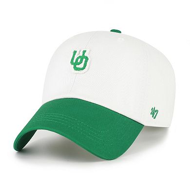 Men's '47 White/Green Oregon Ducks Contemporary Basics Two Tone Clean Up Adjustable Hat