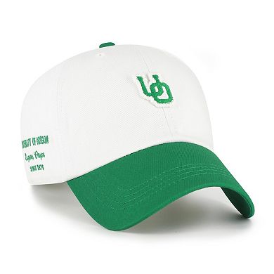 Men's '47 White/Green Oregon Ducks Contemporary Basics Two Tone Clean Up Adjustable Hat