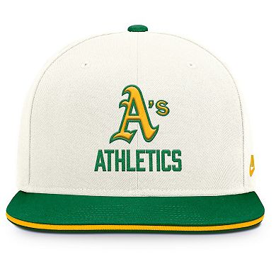 Men's Nike Cream/Green Athletics Cooperstown Pro Dri-FIT Snapback Hat