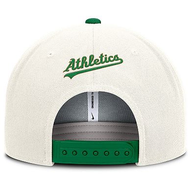 Men's Nike Cream/Green Athletics Cooperstown Pro Dri-FIT Snapback Hat