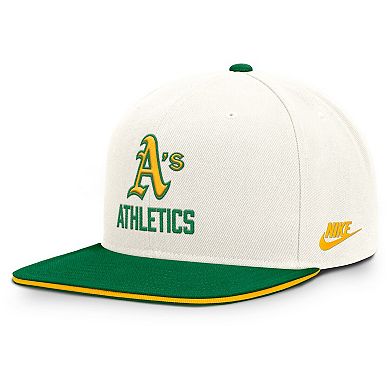Men's Nike Cream/Green Athletics Cooperstown Pro Dri-FIT Snapback Hat