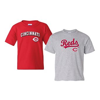 Youth Soft as a Grape Red/Gray Cincinnati Reds 2-Pack Logo T-Shirt Set