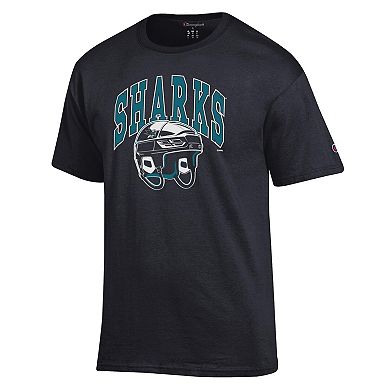 Men's Champion Black San Jose Sharks Helmet T-Shirt