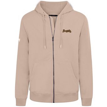 Men's Levelwear Khaki Atlanta Braves Podium Full-Zip Hoodie