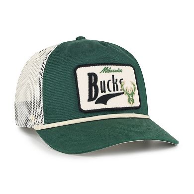 Men's '47 Hunter Green Milwaukee Bucks Emmett Heavy Twill Trucker Hitch Adjustable Hat