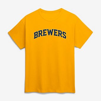 Men's Logo Athletic Gold Milwaukee Brewers Wordmark T-Shirt