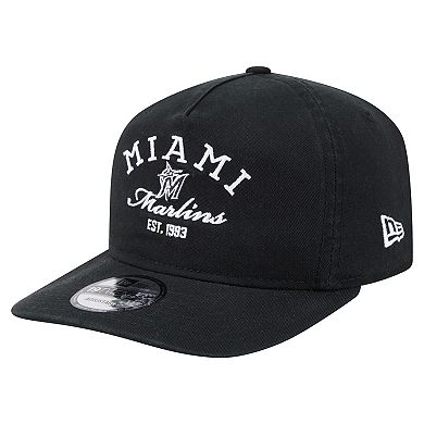 Men's New Era Black Miami Marlins Stacked 19TWENTY Adjustable Hat