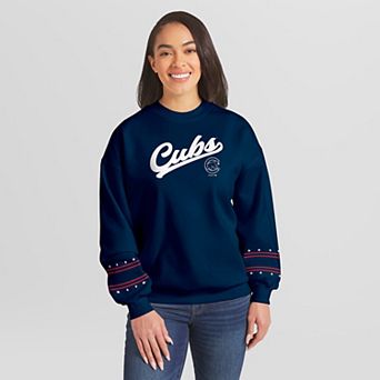 Women's WEAR by Erin Andrews Navy Chicago Cubs Americana Heavyweight Fleece Sweatshirt