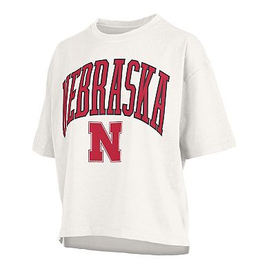 Women's Pressbox White Nebraska Huskers Plus Size Nelson Motley Crew Oversized Slub T-Shirt