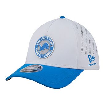Men's New Era White/Blue Detroit Lions Patch 39THIRTY A-Frame M-Crown Perforated Flex Hat