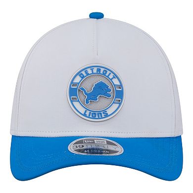 Men's New Era White/Blue Detroit Lions Patch 39THIRTY A-Frame M-Crown Perforated Flex Hat
