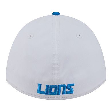 Men's New Era White/Blue Detroit Lions Patch 39THIRTY A-Frame M-Crown Perforated Flex Hat