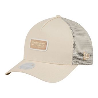 Women's New Era Light Beige Washington Nationals Tonal Patch 9FORTY M-Crown A-Frame Trucker Adjustable Hat