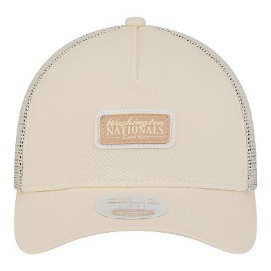 Women's New Era Light Beige Washington Nationals Tonal Patch 9FORTY M-Crown A-Frame Trucker Adjustable Hat