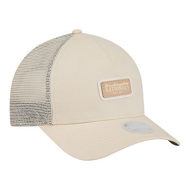 Women's New Era Light Beige Washington Nationals Tonal Patch 9FORTY M-Crown A-Frame Trucker Adjustable Hat