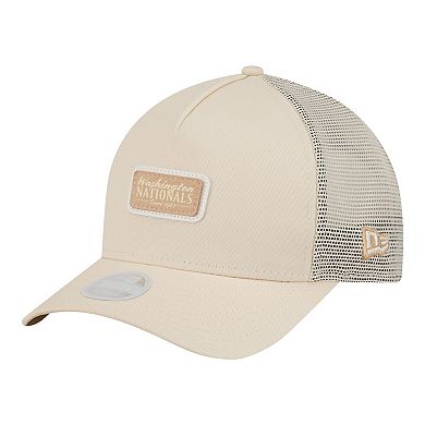 Women's New Era Light Beige Washington Nationals Tonal Patch 9FORTY M-Crown A-Frame Trucker Adjustable Hat