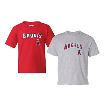 Youth Soft as a Grape Red/Gray Los Angeles Angels 2-Pack Logo T-Shirt Set