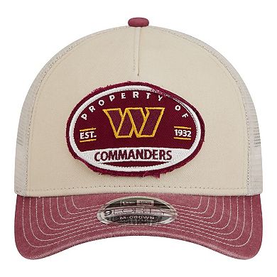 Men's New Era Natural Washington Commanders Frayed M-Crown A-Frame 9FORTY Adjustable Hat