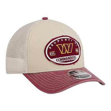 Men's New Era Natural Washington Commanders Frayed M-Crown A-Frame 9FORTY Adjustable Hat