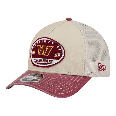 Men's New Era Natural Washington Commanders Frayed M-Crown A-Frame 9FORTY Adjustable Hat