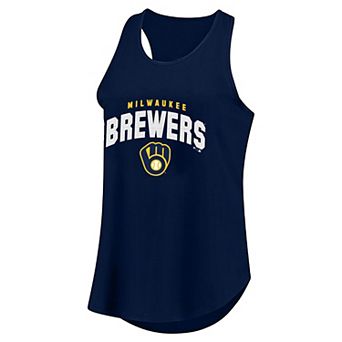 Women's Profile Navy Milwaukee Brewers Plus Size Wordmark Racerback Scoop Neck Tank Top