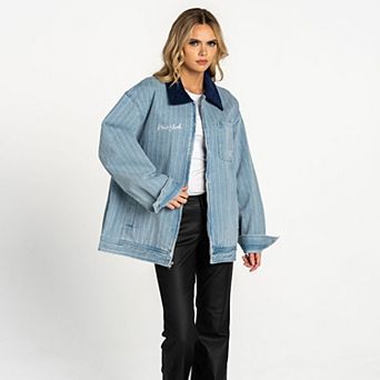 Women's The Wild Collective Denim New York Yankees Full-Zip Mechanic Jacket