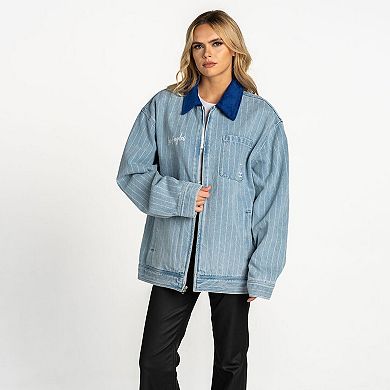 Women's The Wild Collective Denim New York Yankees Full-Zip Mechanic Jacket