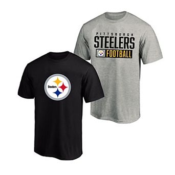 Men's Fanatics Heather Gray/Black Pittsburgh Steelers Big & Tall 2-Pack T-Shirt Set