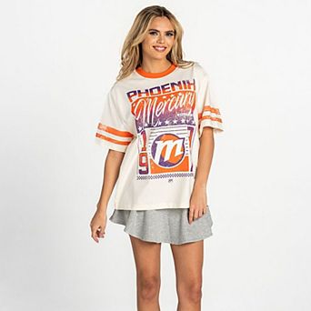 Women's The Wild Collective White Phoenix Mercury Vintage Drop-Shoulder Oversized T-Shirt