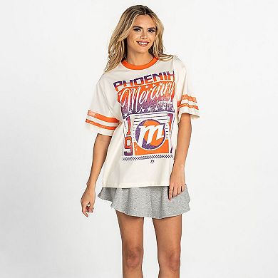 Women's The Wild Collective White Phoenix Mercury Vintage Drop-Shoulder Oversized T-Shirt