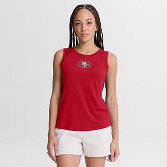 Women's Fanatics Scarlet San Francisco 49ers Draped Mesh Back Performance​ Tank Top
