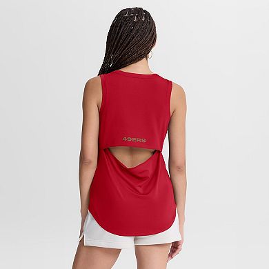 Women's Fanatics Scarlet San Francisco 49ers Draped Mesh Back Performance​ Tank Top