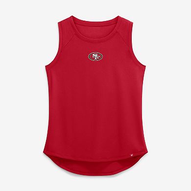 Women's Fanatics Scarlet San Francisco 49ers Draped Mesh Back Performance​ Tank Top