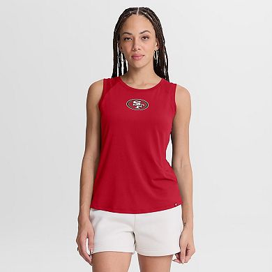 Women's Fanatics Scarlet San Francisco 49ers Draped Mesh Back Performance​ Tank Top