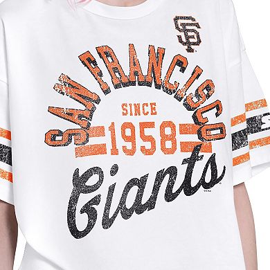 Women's Starter White San Francisco Giants Cropped Hurry Up Offense T-Shirt